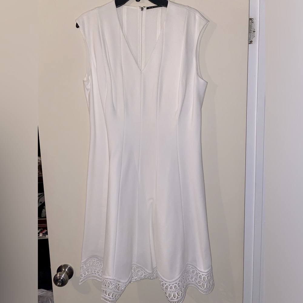 Tahari fit & flare white dress - size 16 nwt